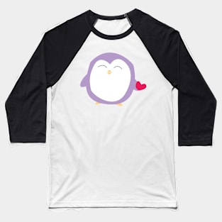 purple penguin with heart Baseball T-Shirt